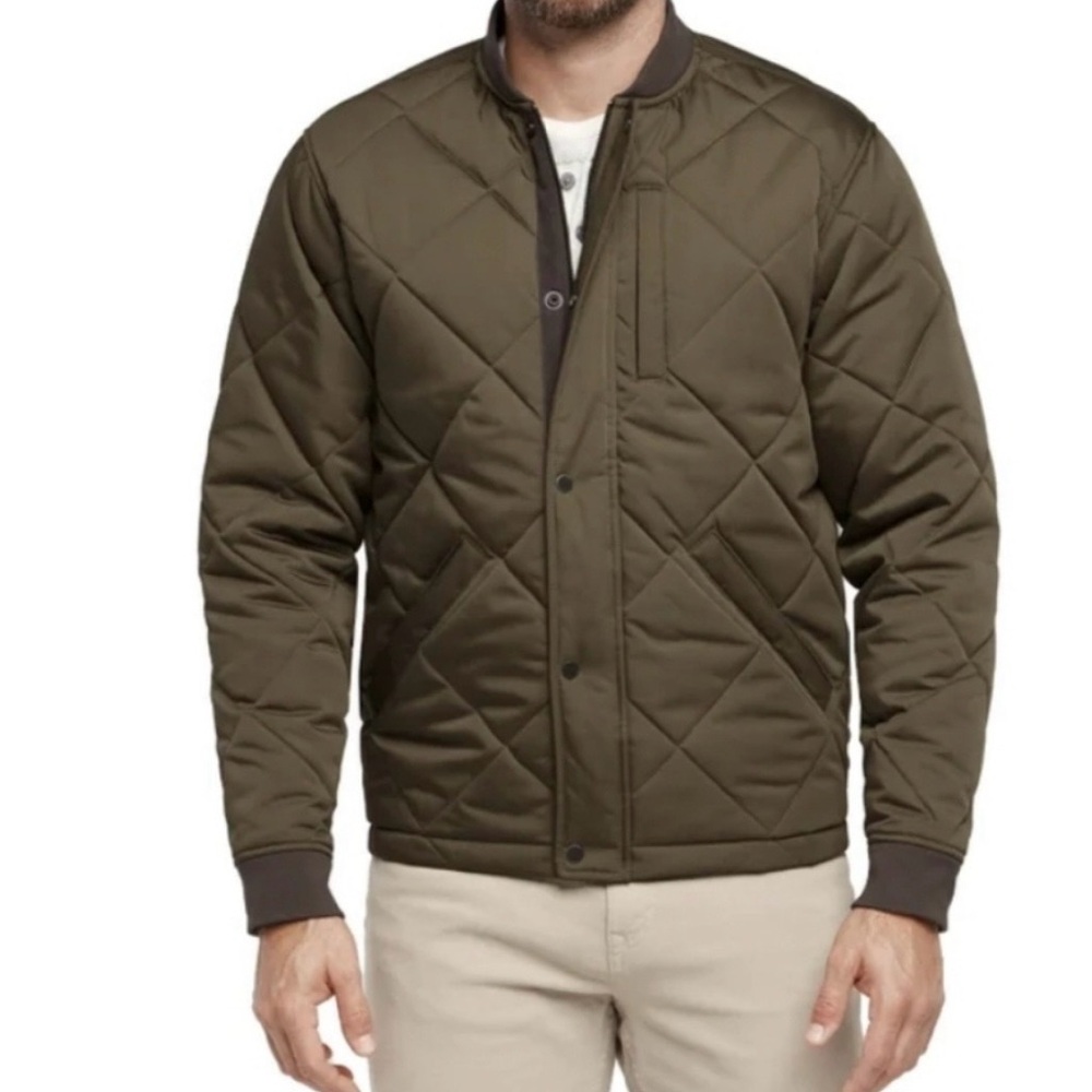 Banana Republic Men's Olive Quilted Bomber Jacket